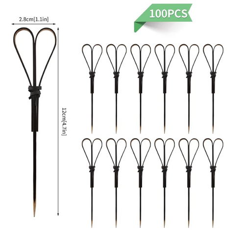 BLACK HEART BAMBOO COCKTAIL PICKS 10 cm