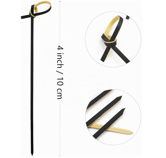 BLACK NATURAL BAMBOO PICKS 10 CM