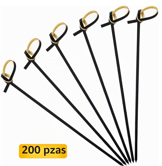 BLACK NATURAL BAMBOO PICKS 10 CM