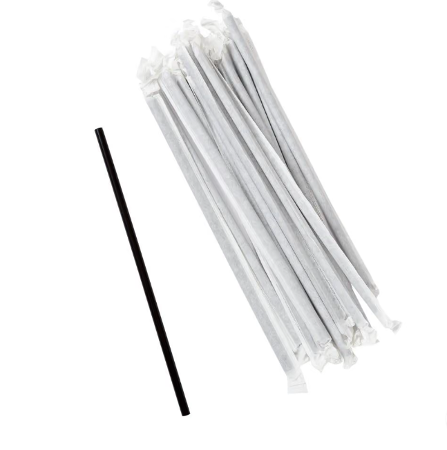 ECO-FRIENDLY JUMBO BLACK STRAW, WRAPPED